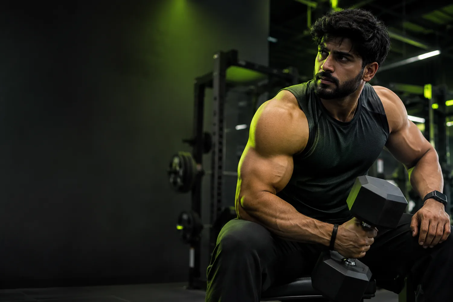 Athlete preparing for a strength workout in a gym
